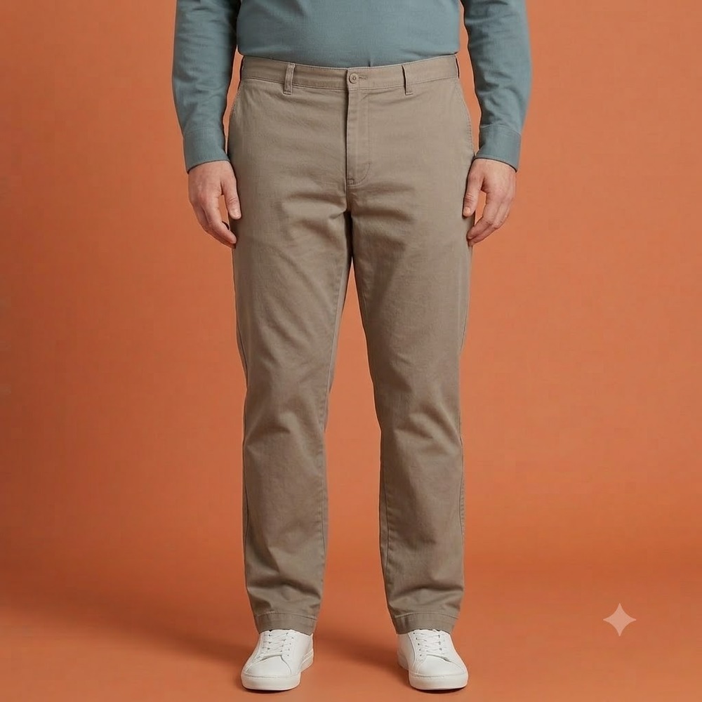 Marks & Spencer Blue Harbour Mens Chino Pants 36x29 Taupe Cotton Flat Front EUC